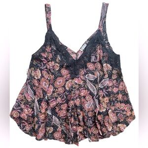 Free People Intmately Sunfest Floral Lace Swing Top M